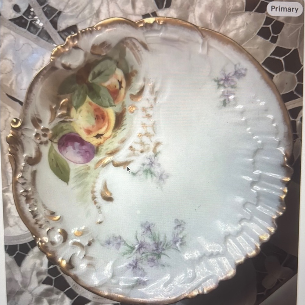 Charles Ahrenfeldt France Depose Elegant Fruit Gilt Plates, set of 10